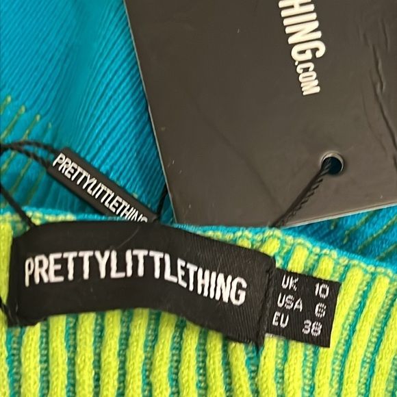 PrettyLittleThing Shape blue knit unitard jumper underbust detail, size 6 NWT - Picture 3 of 15